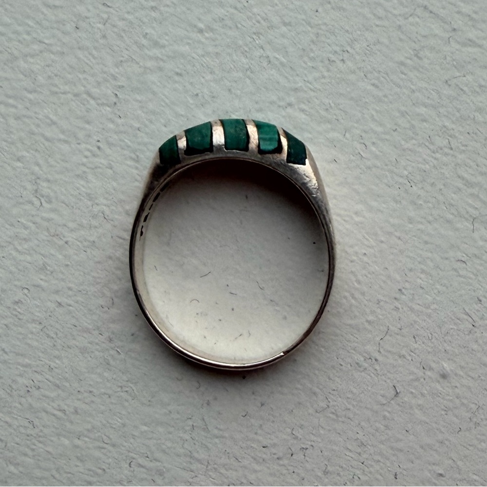 825 Silver Malachite Ring Mexico